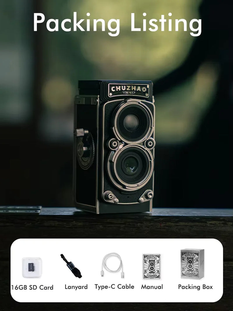  Vintage Mini Digital Camera Autofocus 12MP, 1080P FHD Video Vlogging Portable Camera for Christmas Birthday Ideal Gift