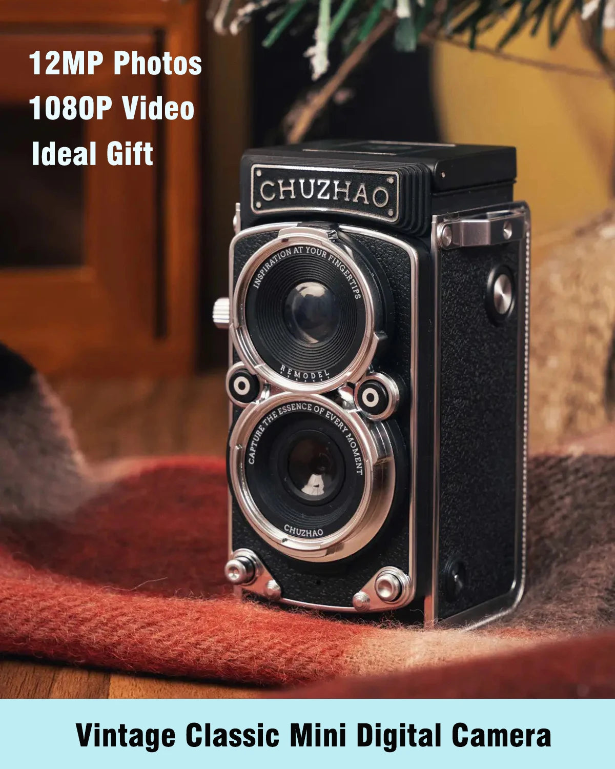  Vintage Mini Digital Camera Autofocus 12MP, 1080P FHD Video Vlogging Portable Camera for Christmas Birthday Ideal Gift